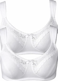 Damen bonprix Große Cups D-H|Nachhaltigere Materialien|BH ohne Bügel mit Bio-Baumwolle (2er Pack)