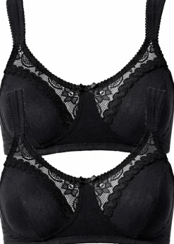 Damen bonprix Große Cups D-H|Nachhaltigere Materialien|BH ohne Bügel mit Bio-Baumwolle (2er Pack)