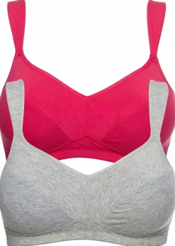 Clearance BH ohne Bügel mit Bio-Baumwolle (2er Pack) Damen Große Cups D-H|Nachhaltigere Materialien