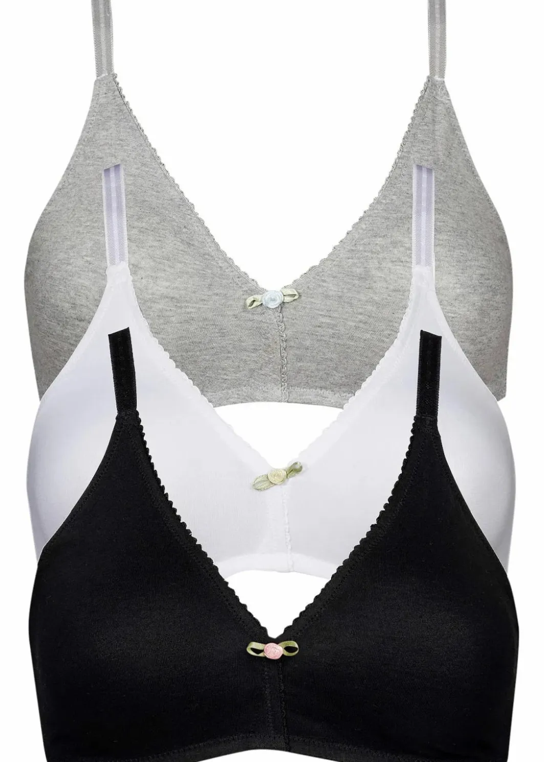 Damen bonprix Wäsche·Baumwollunterwäsche|Nachhaltigere Materialien|BH ohne Bügel mit Bio-Baumwolle (3er Pack)