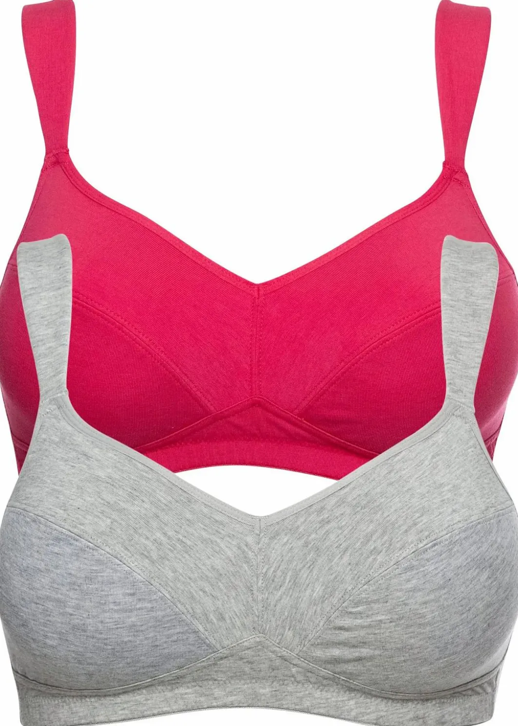 Damen bonprix Große Cups D-H|Nachhaltigere Materialien|BH ohne Bügel mit Bio-Baumwolle (2er Pack)