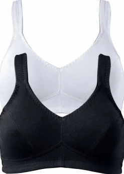 Damen bonprix Große Cups D-H|Nachhaltigere Materialien|BH ohne Bügel mit Bio-Baumwolle (2er Pack)