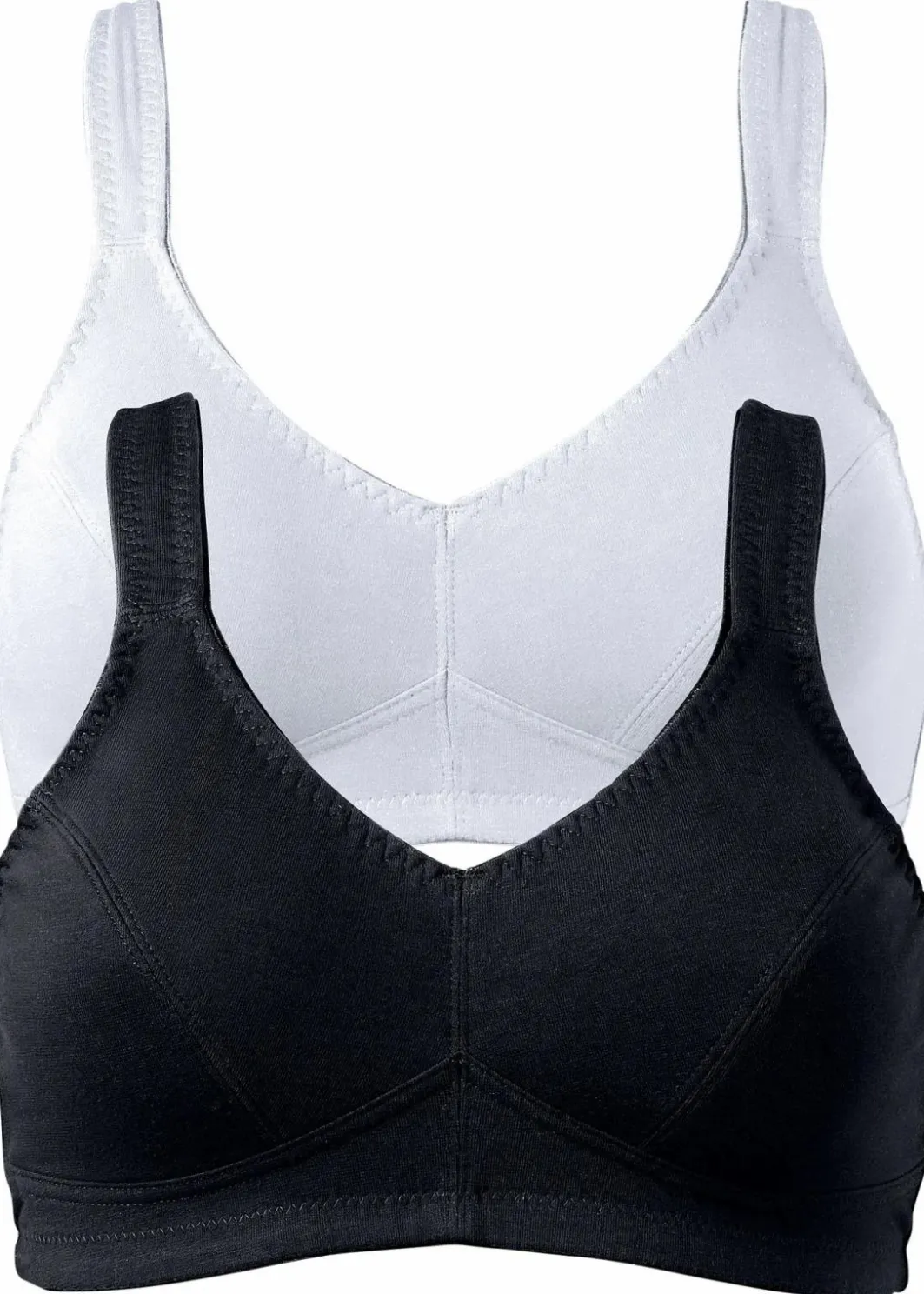 Damen bonprix Große Cups D-H|Nachhaltigere Materialien|BH ohne Bügel mit Bio-Baumwolle (2er Pack)