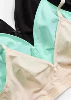 Damen bonprix Baumwollunterwäsche|Nachhaltigere Materialien|BH ohne Bügel mit Bio-Baumwolle (3er Pack)