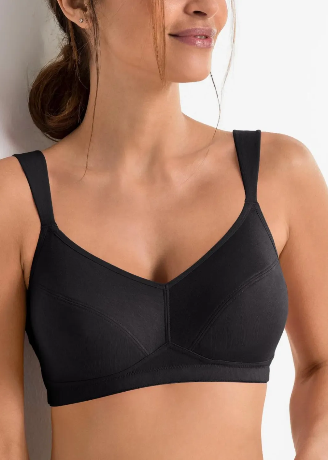 Damen bonprix Große Cups D-H|Nachhaltigere Materialien|BH ohne Bügel mit Bio-Baumwolle (2er Pack)