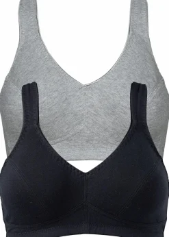 Damen bonprix Wäsche·Basics|Wäsche·Baumwollunterwäsche|BH ohne Bügel mit Bio-Baumwolle (2er Pack)