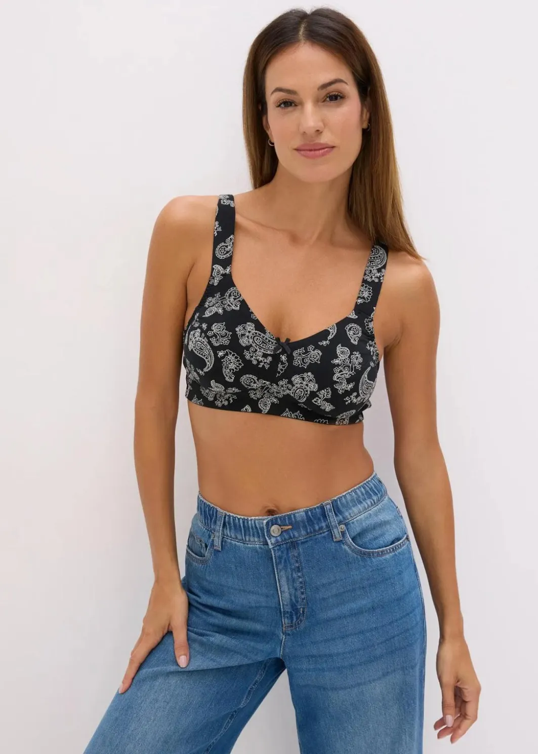 Damen bonprix Wäsche·Baumwollunterwäsche|Wäsche·Große Cups D-H|BH ohne Bügel mit Bio-Baumwolle (3er Pack)