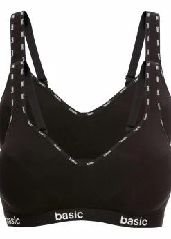 Damen bonprix Große Cups D-H|Nachhaltigere Materialien|BH ohne Bügel mit Bio-Baumwolle (2er Pack)