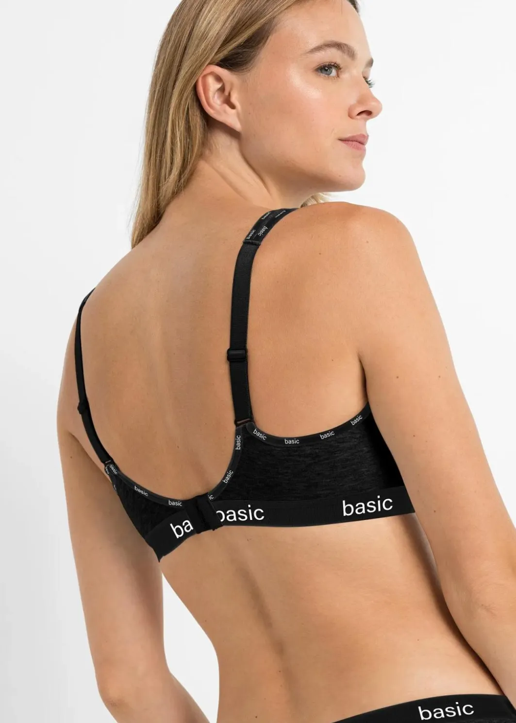 Damen bonprix Große Cups D-H|Nachhaltigere Materialien|BH ohne Bügel mit Bio-Baumwolle (2er Pack)