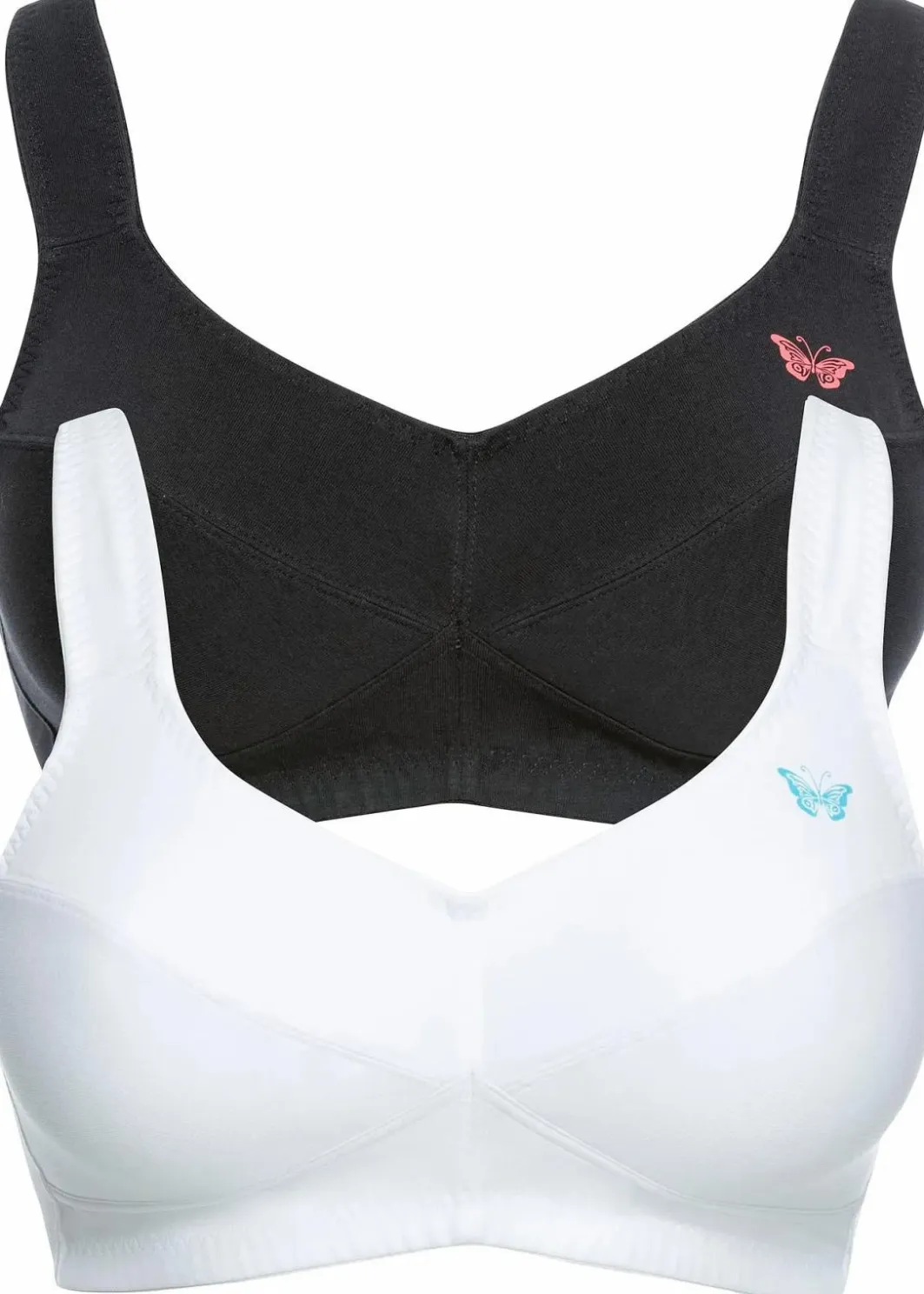 Damen bonprix Große Cups D-H|Bhs|BH ohne Bügel mit Bio-Baumwolle (2er Pack)