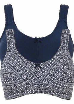 Damen bonprix Große Cups D-H|Nachhaltigere Materialien|BH ohne Bügel mit Bio-Baumwolle (2er Pack)