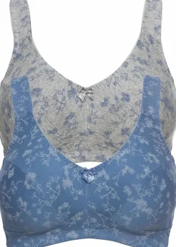 Damen bonprix Große Cups D-H|Nachhaltigere Materialien|BH ohne Bügel mit weicher Bio-Baumwolle (2er Pack)