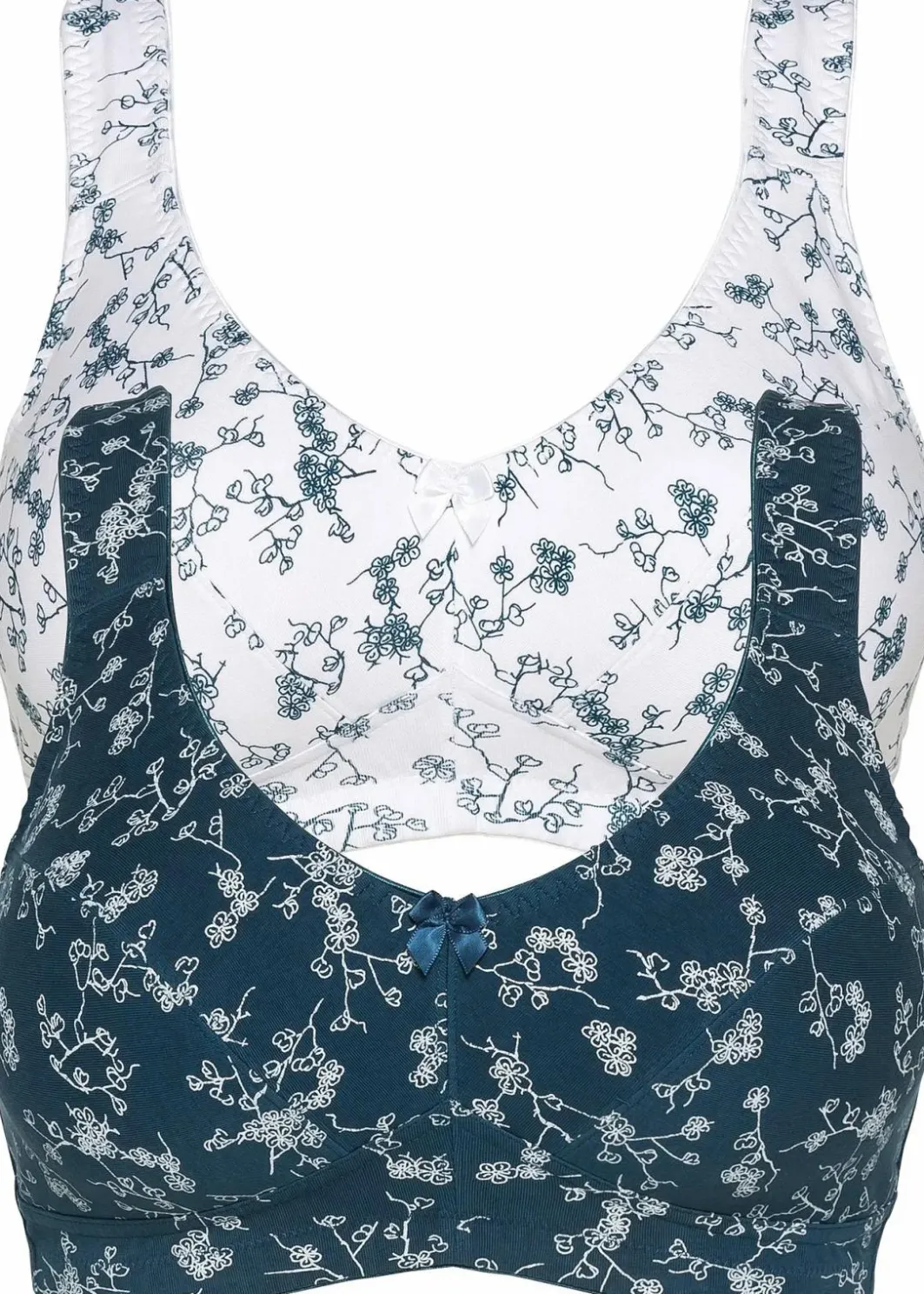 Damen bonprix Große Cups D-H|Nachhaltigere Materialien|BH ohne Bügel mit weicher Bio-Baumwolle (2er Pack)