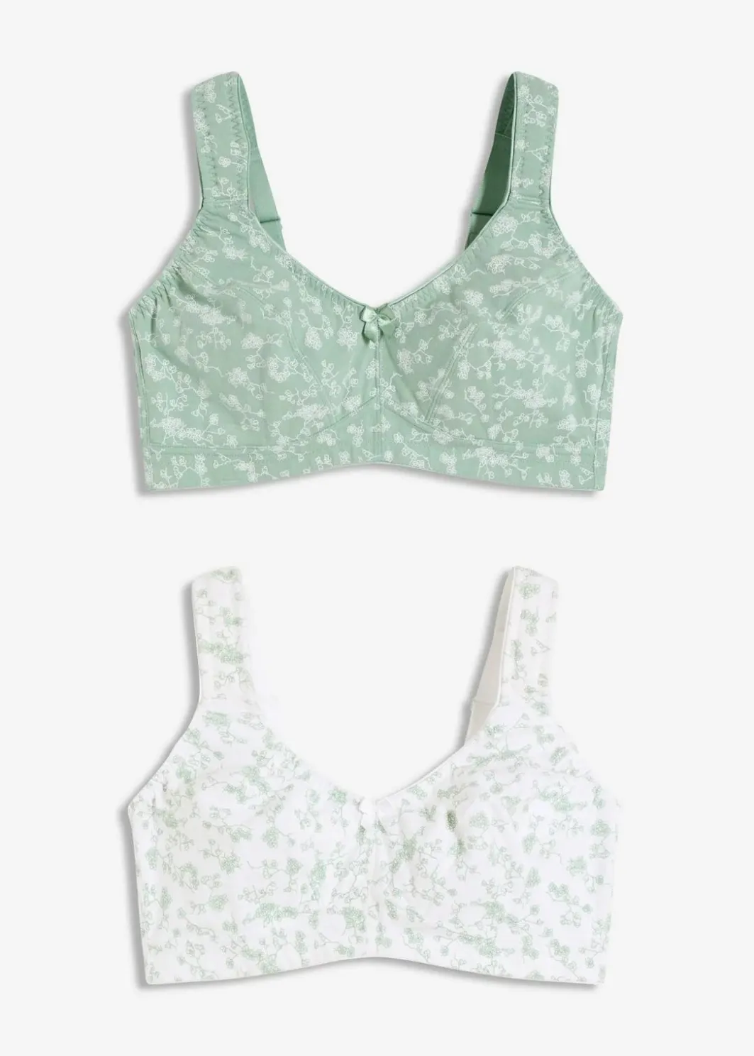 Damen bonprix Große Cups D-H|Nachhaltigere Materialien|BH ohne Bügel mit weicher Bio-Baumwolle (2er Pack)