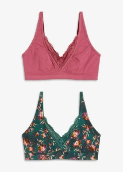 Damen bonprix Wäsche·Baumwollunterwäsche|Nachhaltigere Materialien|BH ohne Bügel mit Bio-Baumwolle (2er Pack)