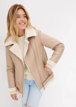 Damen bonprix Jacken & Mäntel|Biker-Jacke aus Lammfellimitat