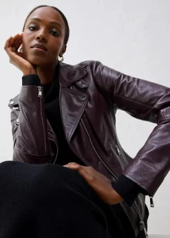 Hot Bikerjacke aus Nappaleder Damen Bekleidung·Hosen|Premium