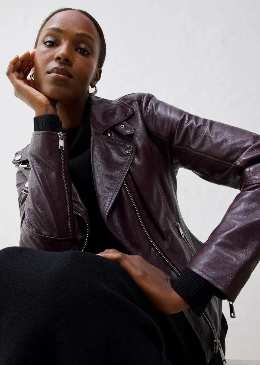 Hot Bikerjacke aus Nappaleder Damen Bekleidung·Hosen|Premium