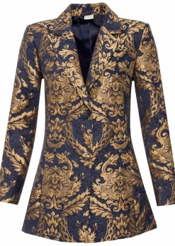 New Blazer aus glänzendem Jacquard Damen Kurzgrößen|Festliche Mode