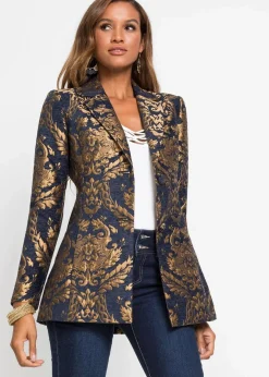 New Blazer aus glänzendem Jacquard Damen Kurzgrößen|Festliche Mode