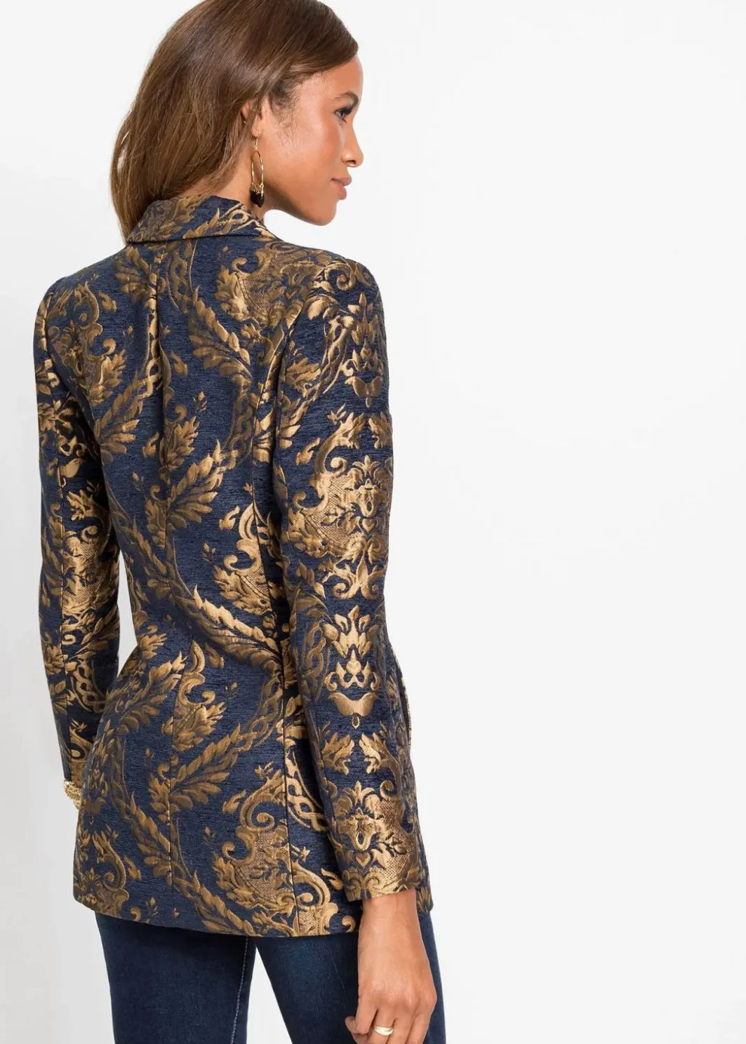 New Blazer aus glänzendem Jacquard Damen Kurzgrößen|Festliche Mode