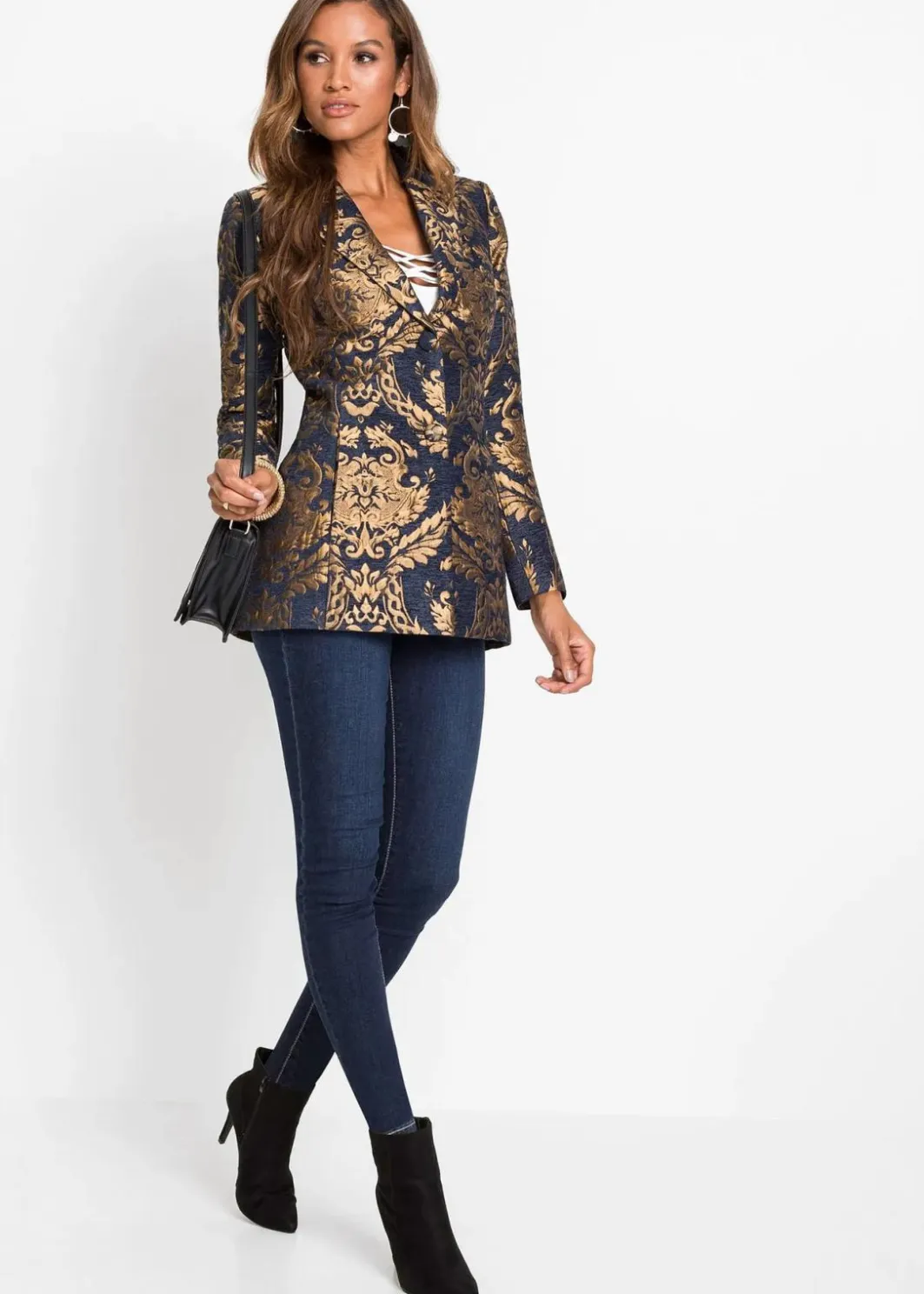 New Blazer aus glänzendem Jacquard Damen Kurzgrößen|Festliche Mode