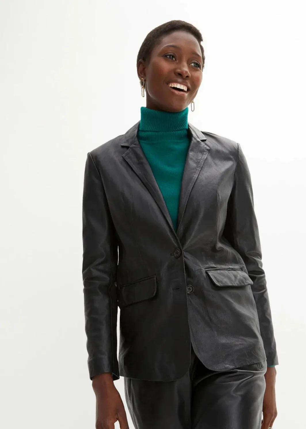 Damen bonprix Blazer|Premium|Blazer aus Lammnappa