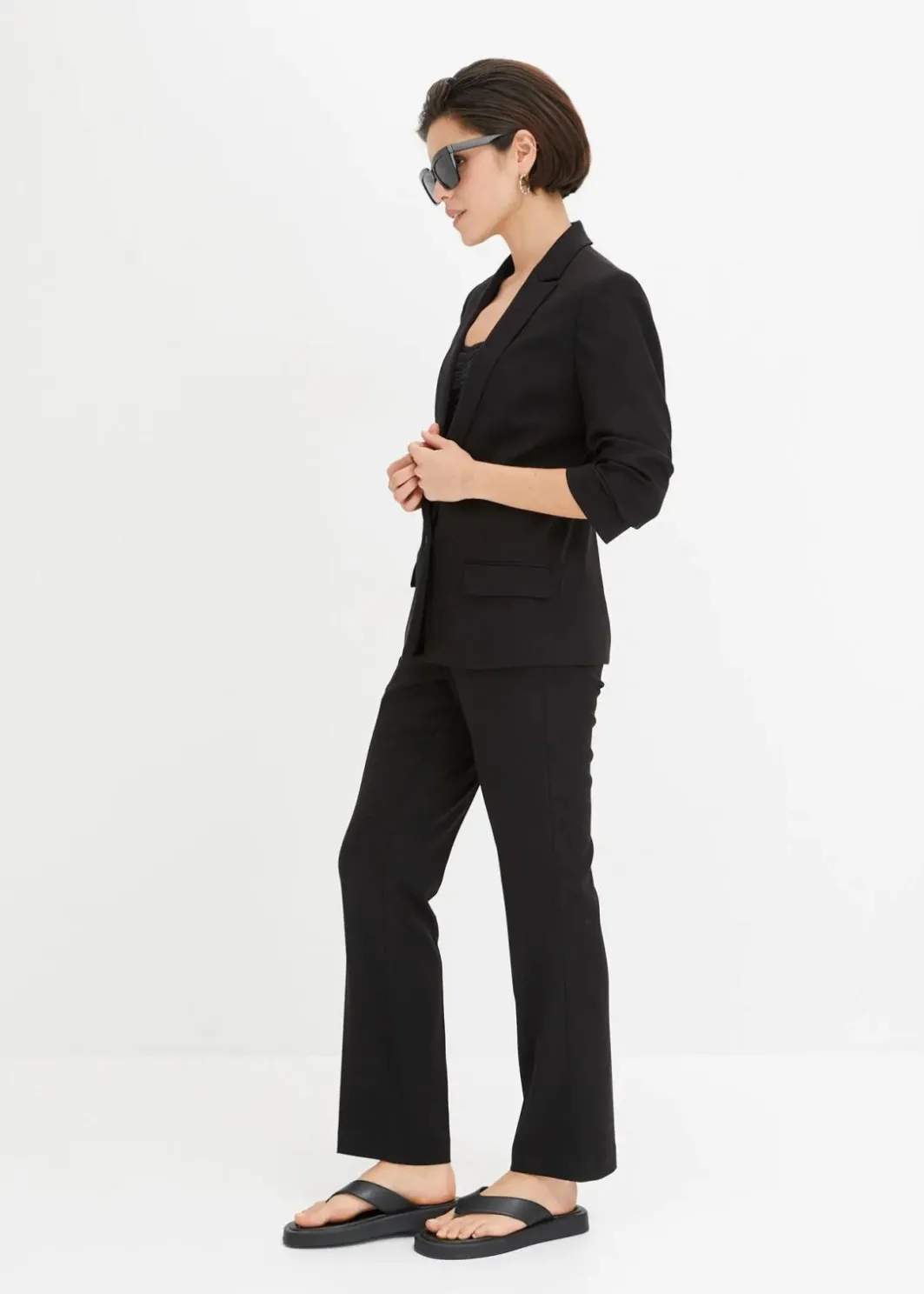 Damen bonprix Nachhaltigere Materialien|Blazer|Blazer mit drapierten Ärmeln