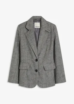 Outlet Blazer mit Fischgratmuster und Wollanteil Damen Blazer|Bekleidung·Basics