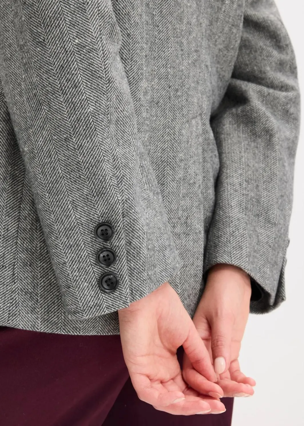 Outlet Blazer mit Fischgratmuster und Wollanteil Damen Blazer|Bekleidung·Basics