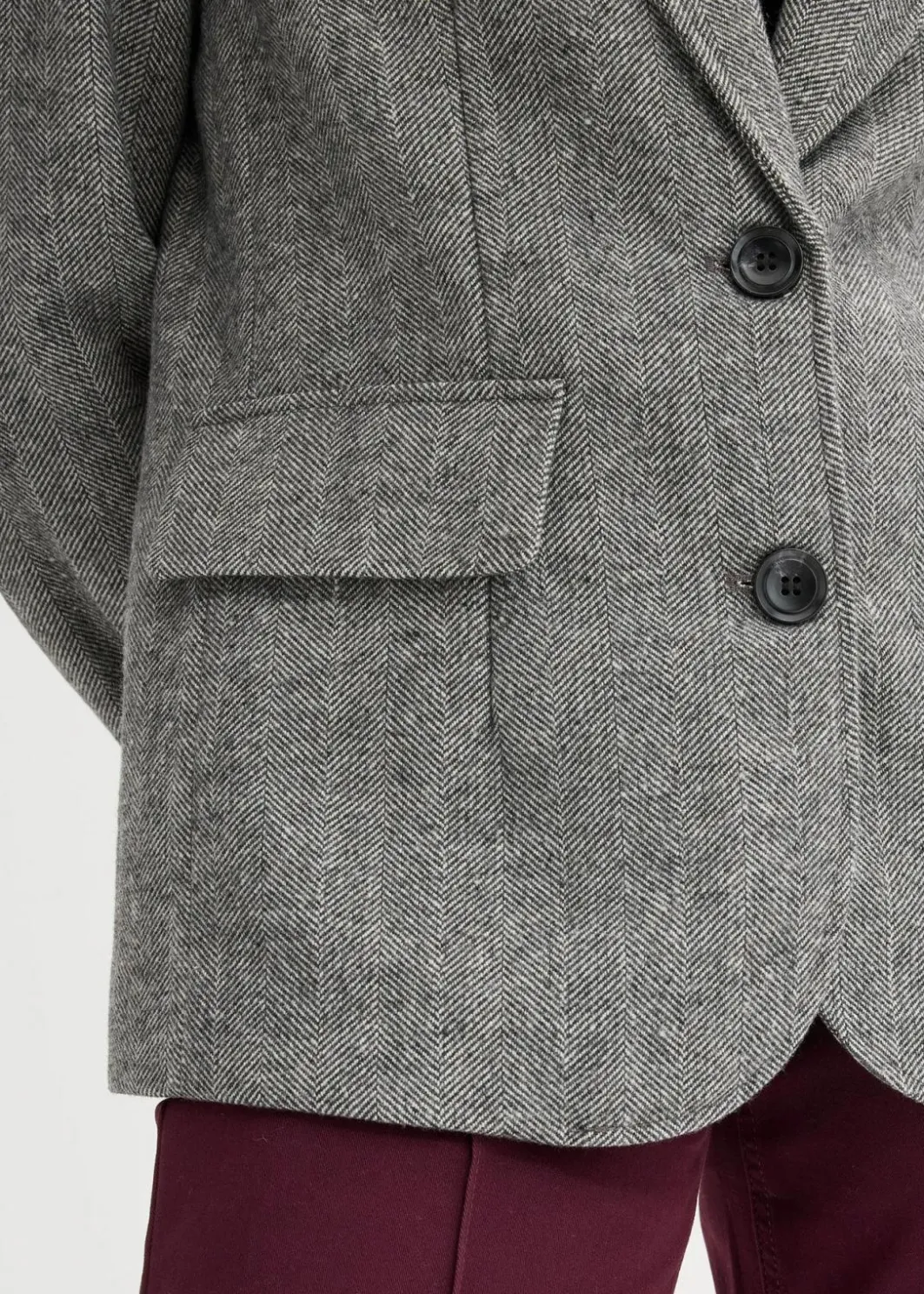 Outlet Blazer mit Fischgratmuster und Wollanteil Damen Blazer|Bekleidung·Basics