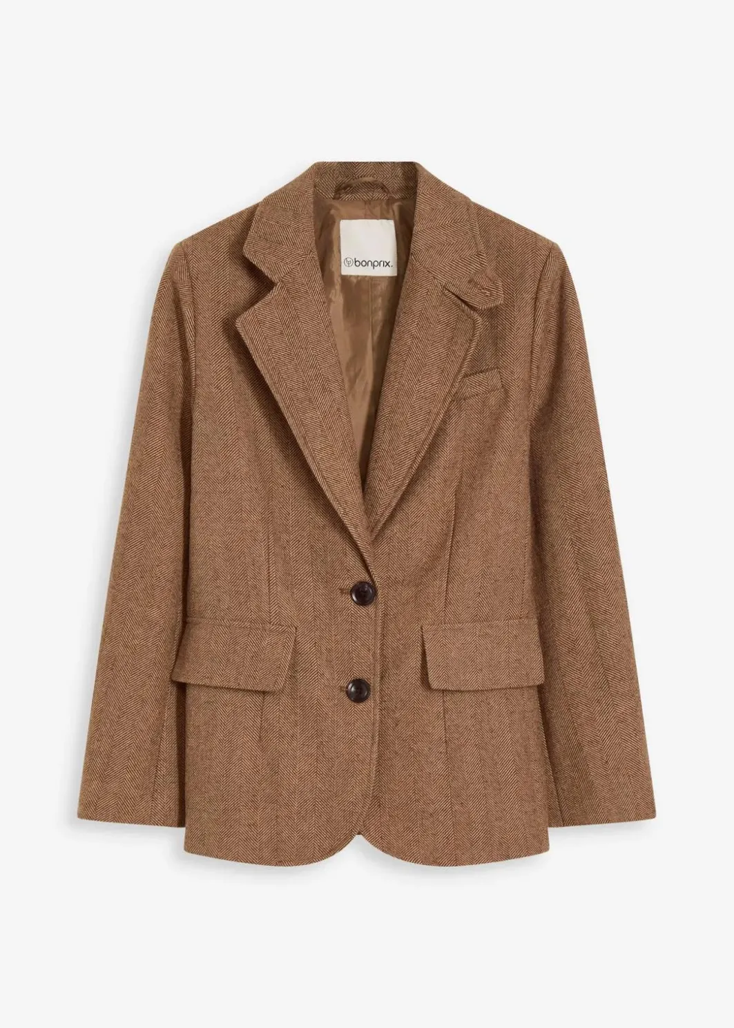 Damen bonprix Bekleidung·Basics|Blazer|Blazer mit Fischgratmuster und Wollanteil