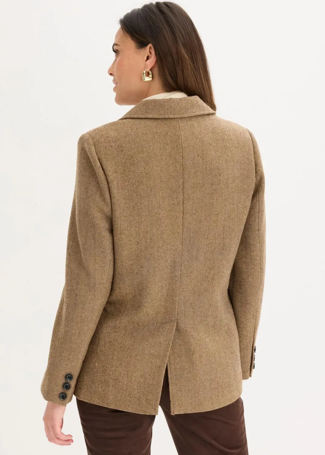 Damen bonprix Bekleidung·Basics|Blazer|Blazer mit Fischgratmuster und Wollanteil