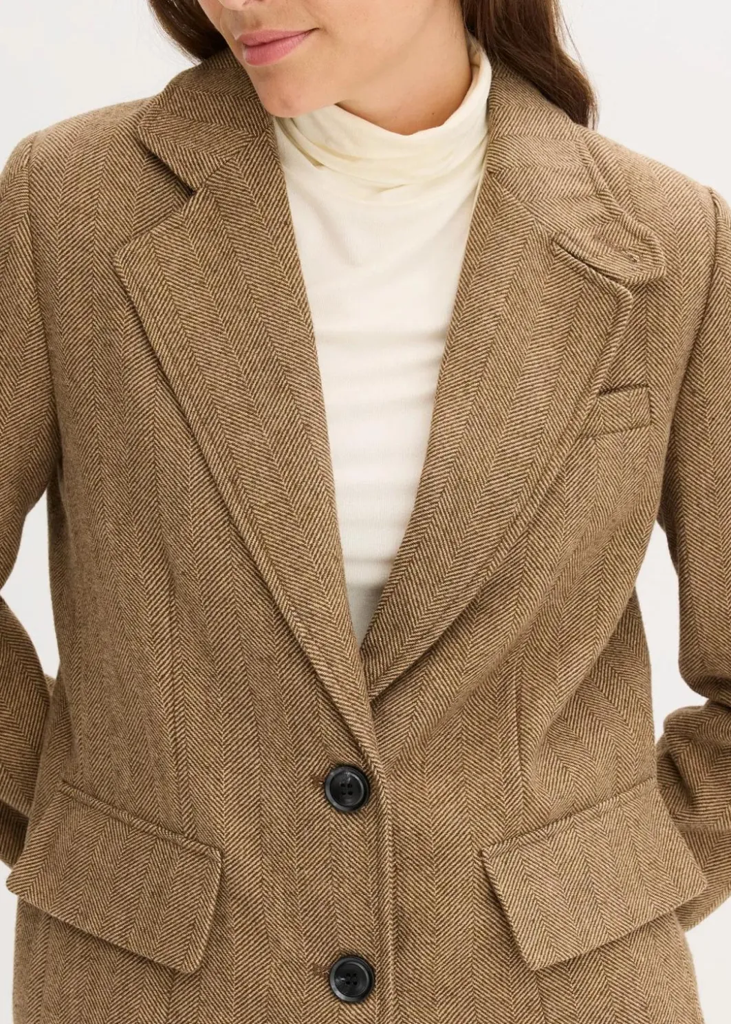 Damen bonprix Bekleidung·Basics|Blazer|Blazer mit Fischgratmuster und Wollanteil