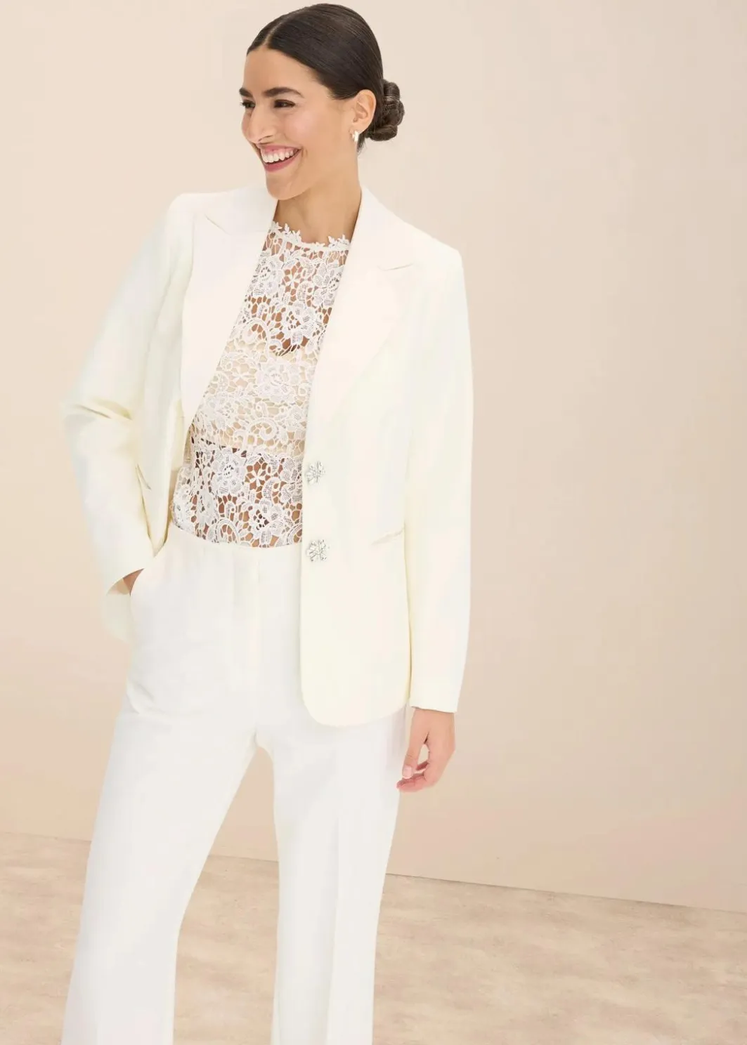 Damen bonprix Blazer|Blazer mit Schmuckknöpfen
