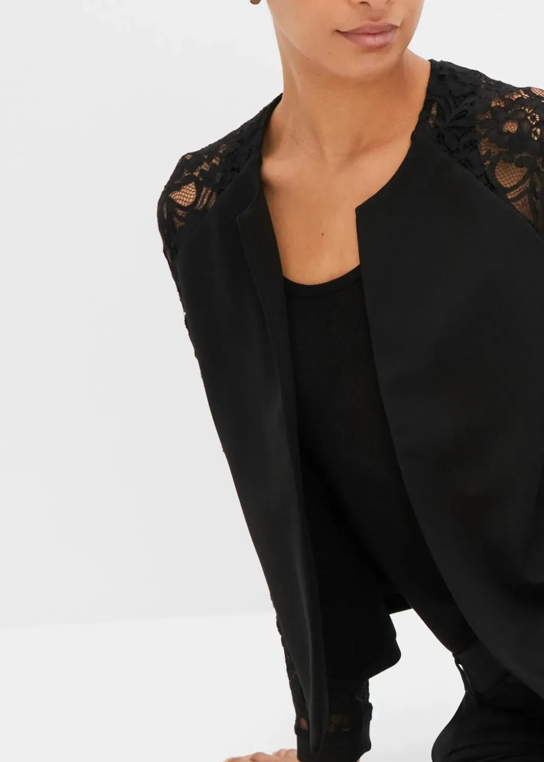 Damen bonprix Bekleidung·Basics|Festliche Mode|Blazer mit Spitzenärmeln