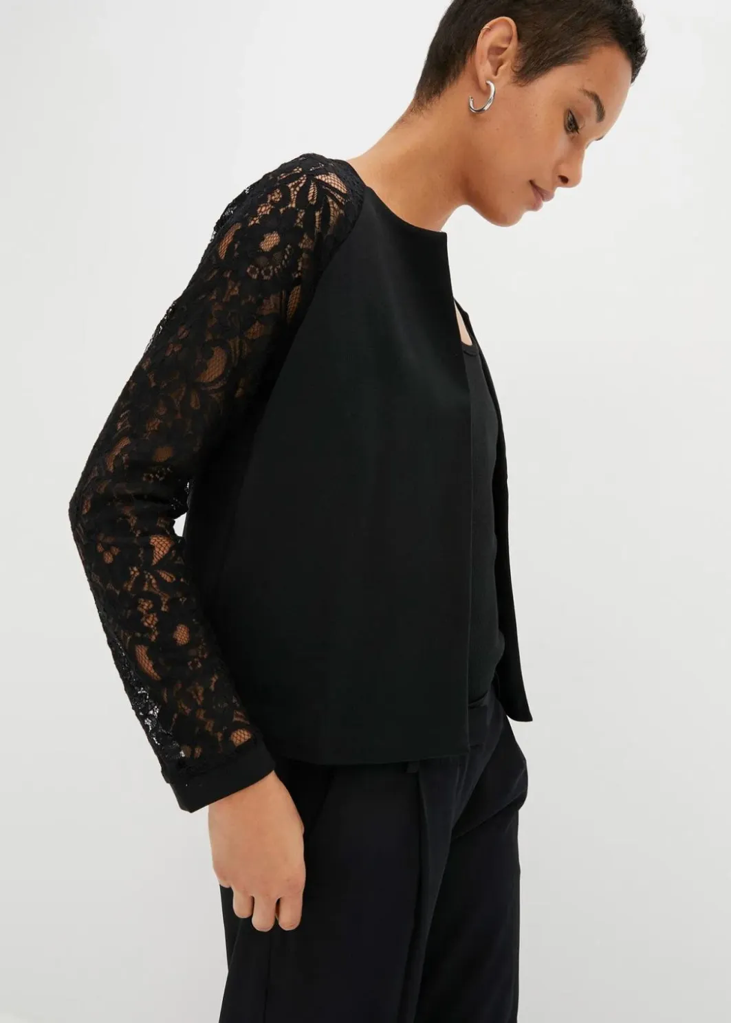 Damen bonprix Bekleidung·Basics|Festliche Mode|Blazer mit Spitzenärmeln