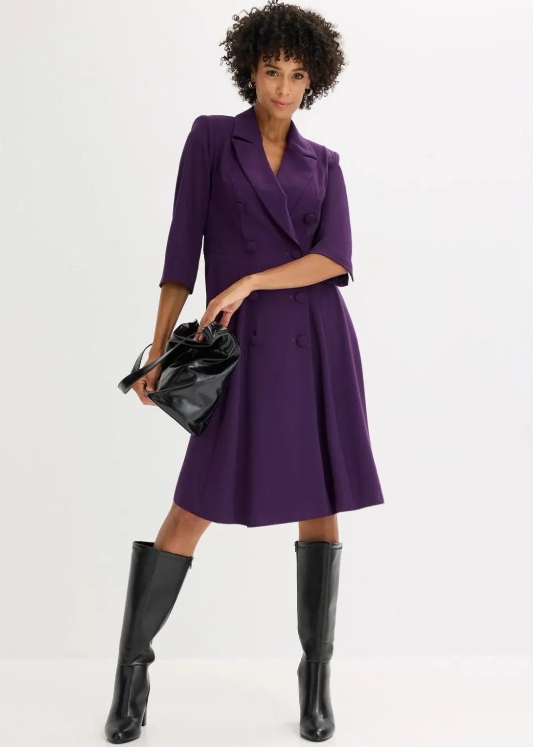 Damen bonprix Kleider|Bekleidung·Pullover & Strickjacken|Blazerkleid mit ausgestelltem Rockteil