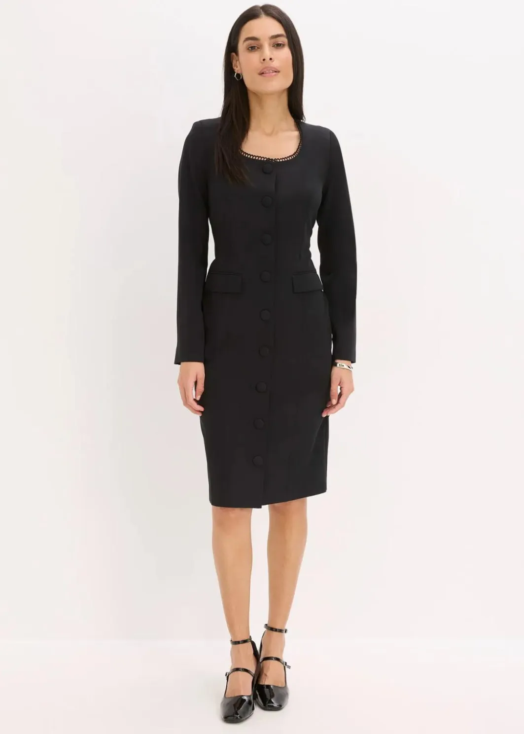 Damen bonprix Bekleidung·Pullover & Strickjacken|Kleider|Blazerkleid mit Spitzenkante