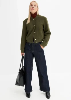 Damen bonprix Kurzgrößen|Bekleidung·Hosen|Blouson in Wolloptik