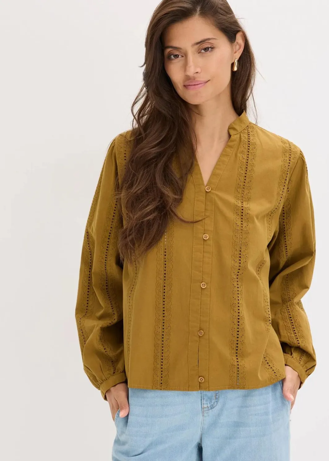 Best Bluse aus Baumwolle mit Spitzen-Details Damen Bekleidung·Jacken & Mäntel|Blusen & Tuniken