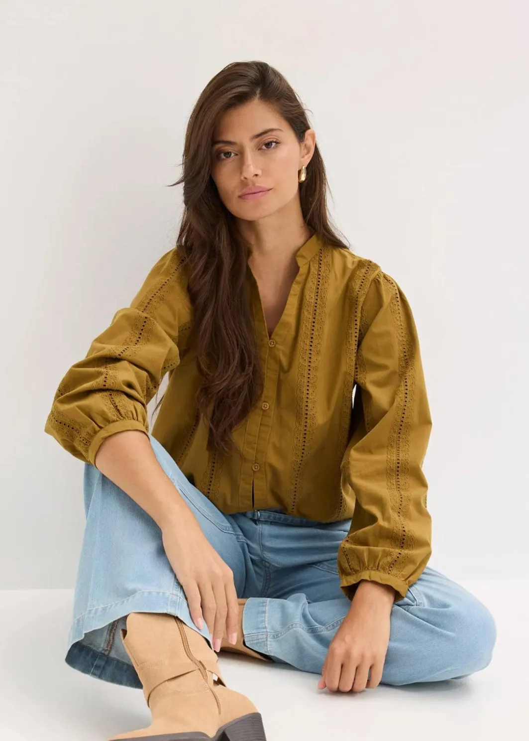 Best Bluse aus Baumwolle mit Spitzen-Details Damen Bekleidung·Jacken & Mäntel|Blusen & Tuniken