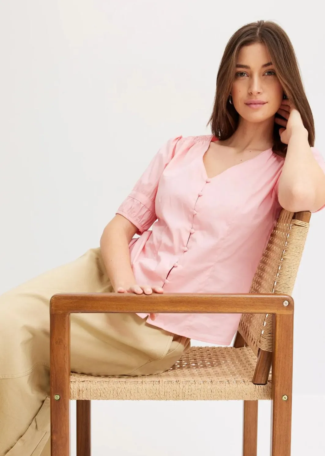 Damen bonprix Bekleidung·Jacken & Mäntel|Blusen & Tuniken|Bluse aus Baumwoll-Mix