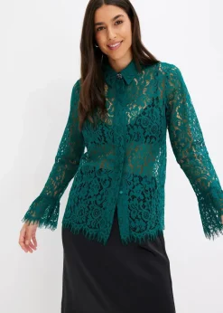 Damen bonprix Blusen & Tuniken|Bekleidung·Jacken & Mäntel|Bluse aus Spitze
