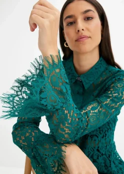 Damen bonprix Blusen & Tuniken|Bekleidung·Jacken & Mäntel|Bluse aus Spitze