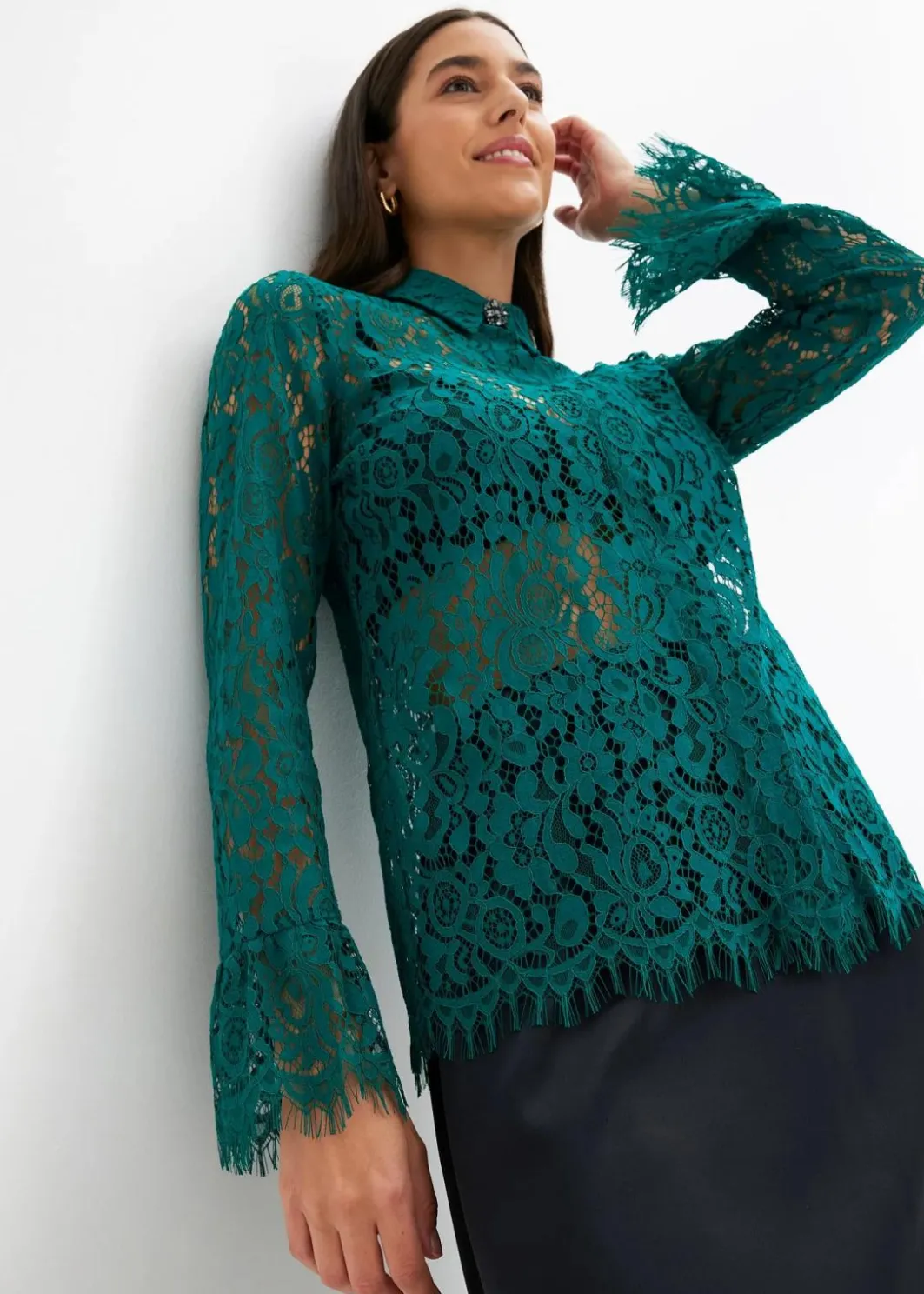 Damen bonprix Blusen & Tuniken|Bekleidung·Jacken & Mäntel|Bluse aus Spitze