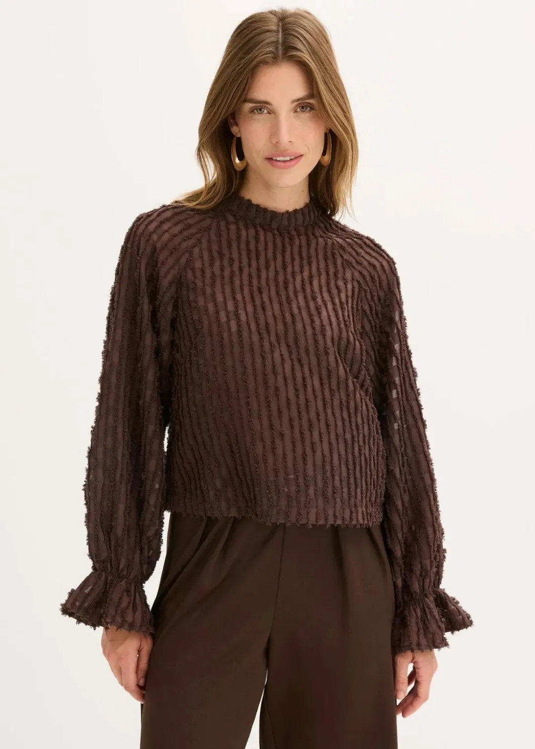 Damen bonprix Blusen & Tuniken|Bekleidung·Jacken & Mäntel|Bluse aus strukturiertem Material