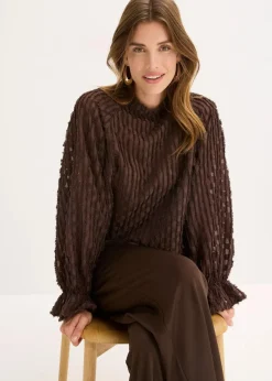 Damen bonprix Blusen & Tuniken|Bekleidung·Jacken & Mäntel|Bluse aus strukturiertem Material