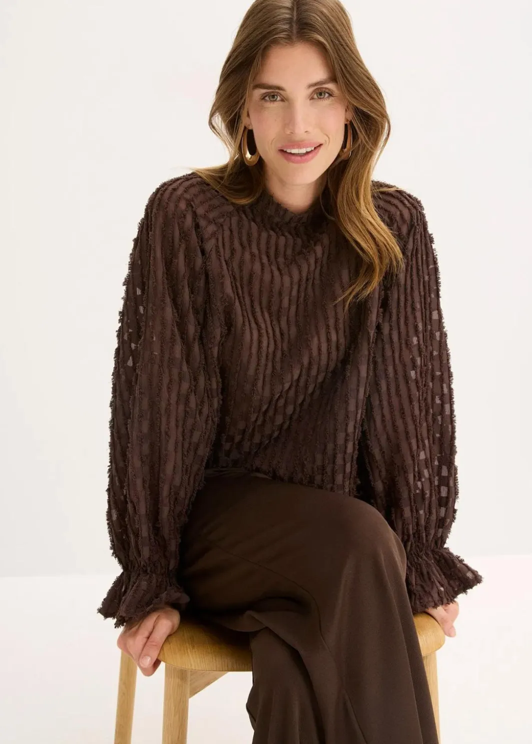 Damen bonprix Blusen & Tuniken|Bekleidung·Jacken & Mäntel|Bluse aus strukturiertem Material