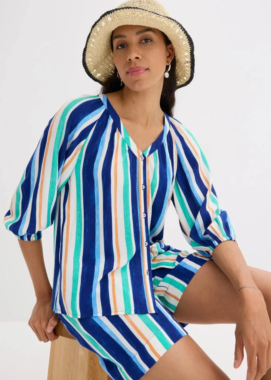 Discount Bluse aus strukturierter Viskose Damen Bekleidung·Jacken & Mäntel|Blusen & Tuniken